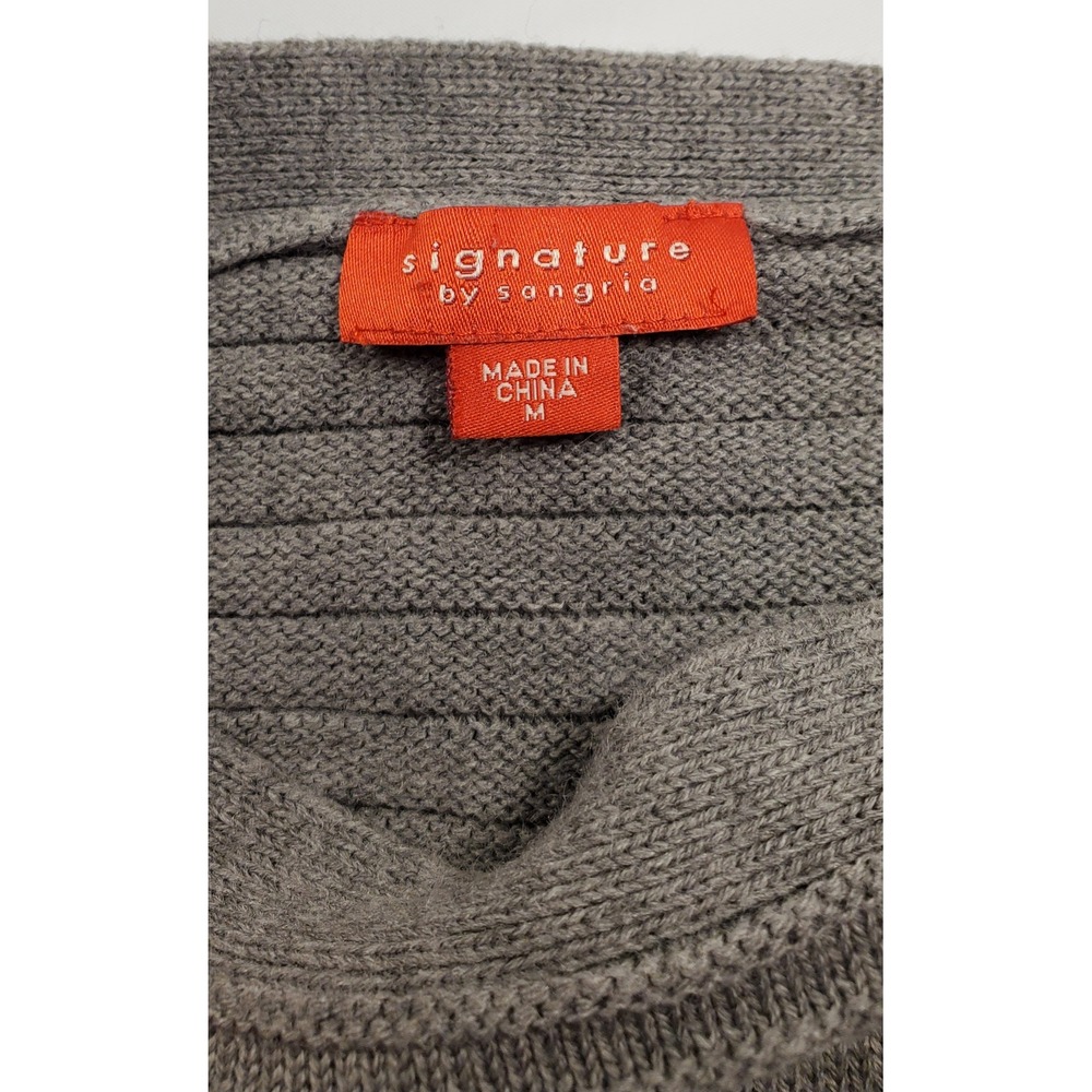 Signature by Sangria Gray Ribbed Knit Batwing Sleeve Zipper Dress Women's M - Picture 8 of 9